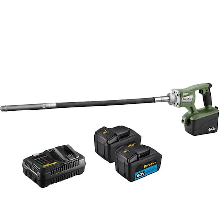 Durofix DXP 60V BLDC Concrete Vibrator, 32" Flex. Shaft, 2-Battery Kit RZ6008-28FP-P2